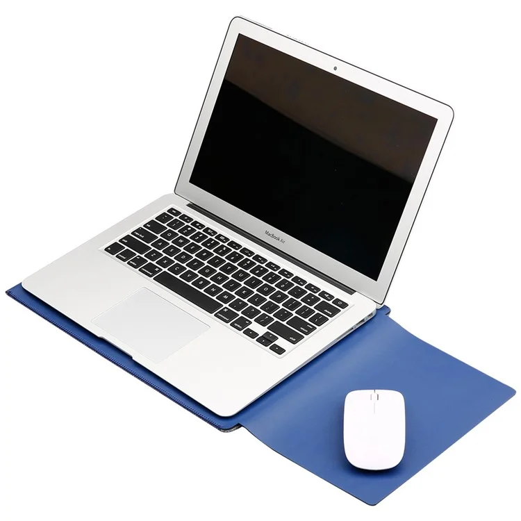 SOYAN Felt PU Leather Sleeve Pouch with Mouse Pad for Macbook Air 13.3 Inch / Pro 13.3 Inch - Blue