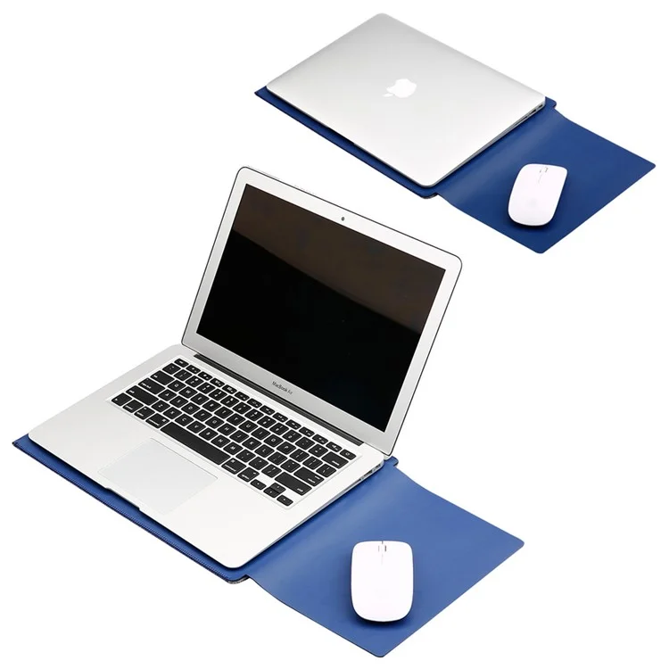 SOYAN Felt PU Leather Sleeve Pouch with Mouse Pad for Macbook Air 13.3 Inch / Pro 13.3 Inch - Blue