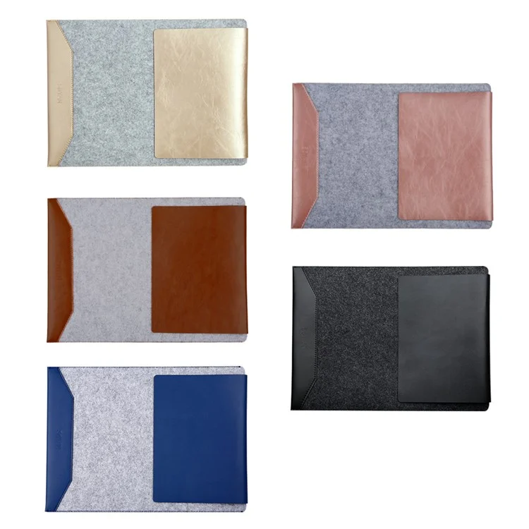 SOYAN Felt PU Leather Sleeve Pouch with Mouse Pad for Macbook Air 13.3 Inch / Pro 13.3 Inch - Blue