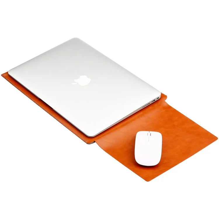 Soyan Sentiu Capa de Bolsa de Couro PU Com Mouse Pad Para Macbook Air 13,3 Polegadas / Pro 13,3 Polegadas - Marrom Claro