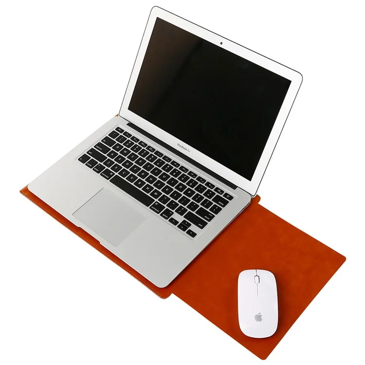 Soyan Sentiu Capa de Bolsa de Couro PU Com Mouse Pad Para Macbook Air 13,3 Polegadas / Pro 13,3 Polegadas - Marrom Claro