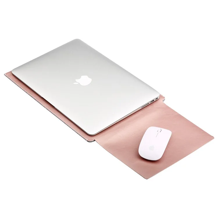 SOYAN Felt PU Leather Pouch Bag Cover with Mouse Pad for Macbook Air 11 Inch - Rose Gold