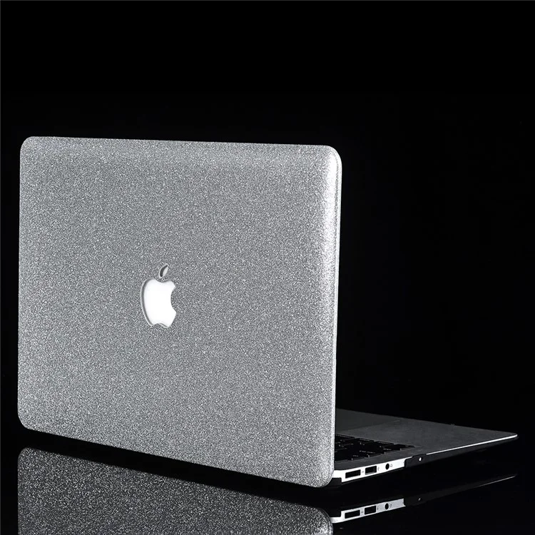 Glittery PU Leather Coated Hard Case for MacBook Air 13.3-inch A1369 A1466 - Silver