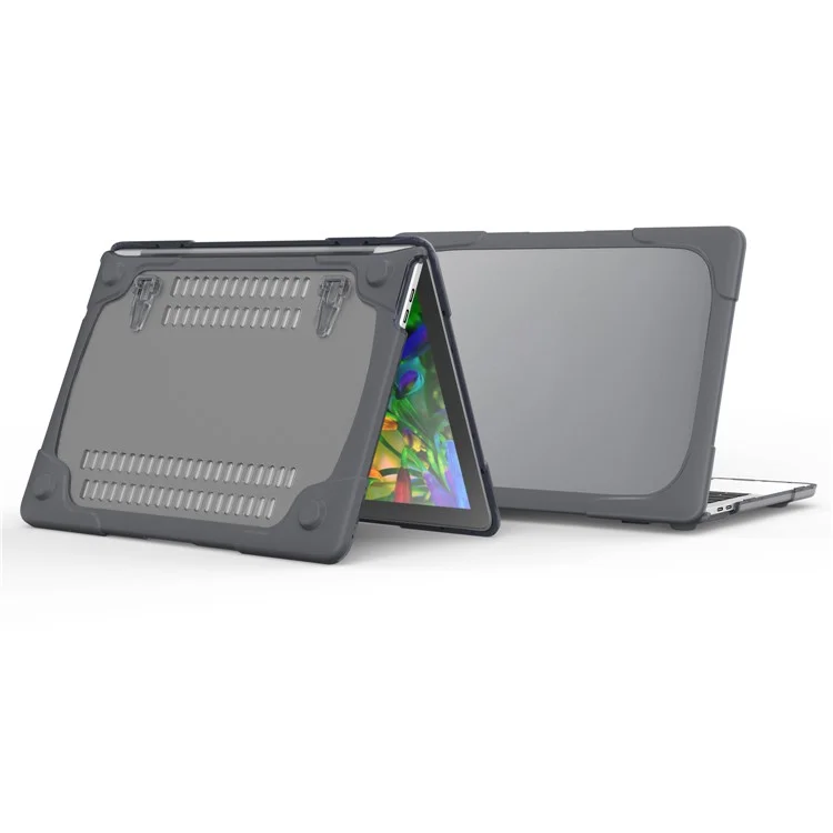 Zwei-teiliges Kunststoff + TPU-Kombi-Gehäuse mit Ständer für MacBook Pro 13 Zoll (2016) mit Touch Bar - Grau