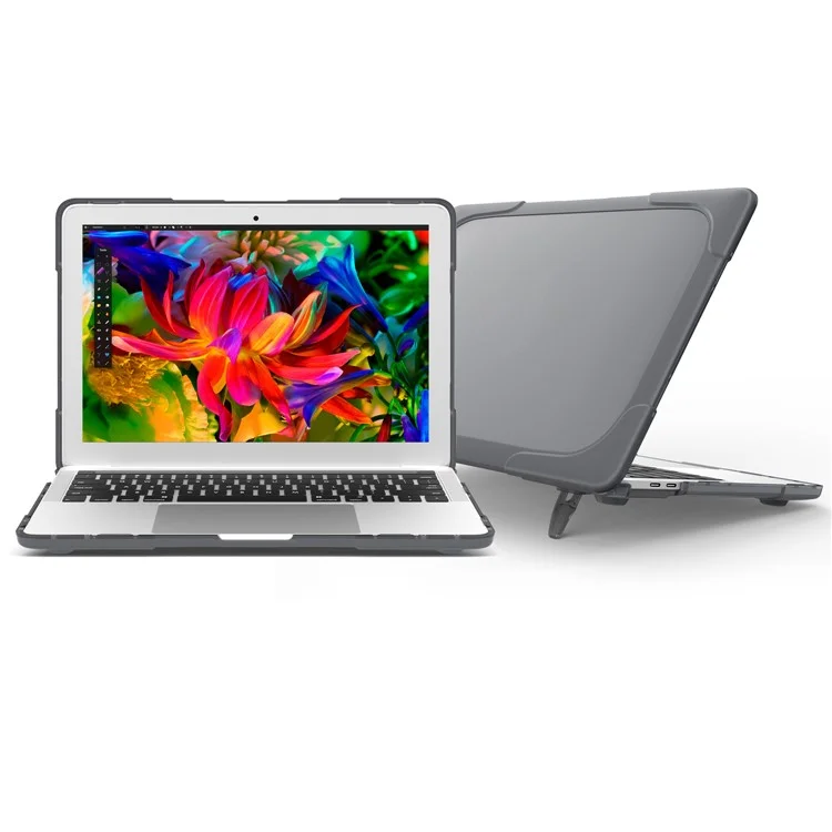 Zwei-teiliges Kunststoff + TPU-Kombi-Gehäuse mit Ständer für MacBook Pro 13 Zoll (2016) mit Touch Bar - Grau