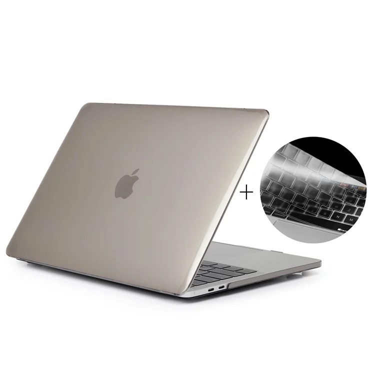 HAT PRINCE Hard Shell Casing + EU Version TPU Keyboard Cover for MacBook Pro 15-inch (2016) 15.4" with Touch Bar (A1707) - Grey