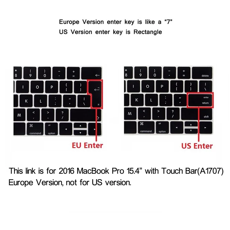 HAT PRINCE PC Hard Shell Casing + EU Version TPU Keyboard Cover for MacBook Pro 15-inch (2016) 15.4" A1707 with Touch Bar - Pink
