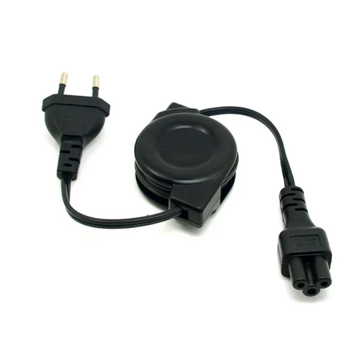EU Europe Plug Power Supply Retractable Stretch Cable to IEC320 C5 for Laptop Notebook