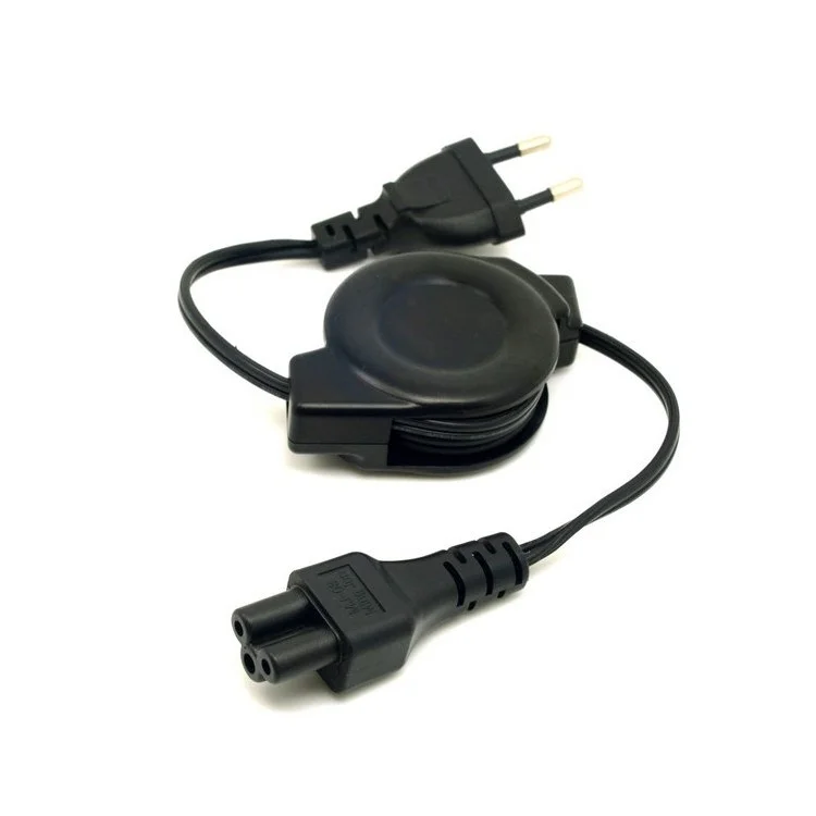 EU Europe Plug Power Supply Retractable Stretch Cable to IEC320 C5 for Laptop Notebook
