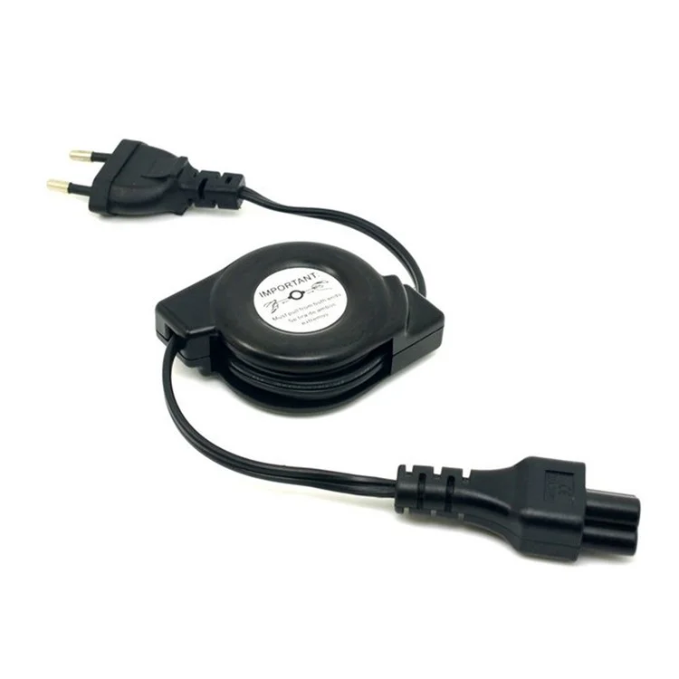 EU Europe Plug Power Supply Retractable Stretch Cable to IEC320 C5 for Laptop Notebook