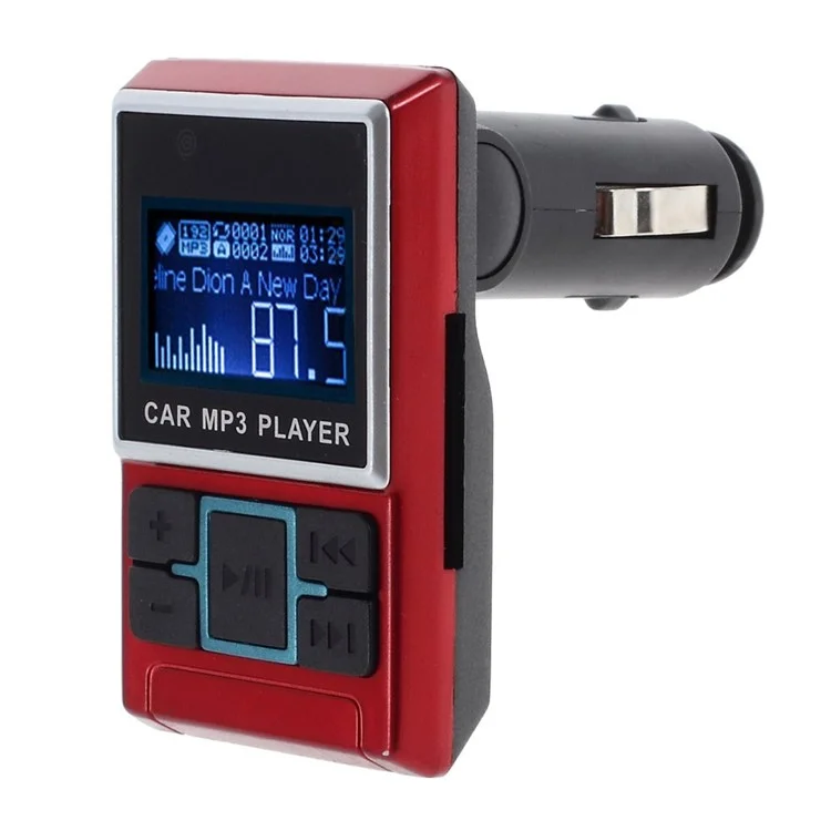 1.44-inch LCD FM Transmitter Car MP3 MP4 Player W/ Remote Control - Red