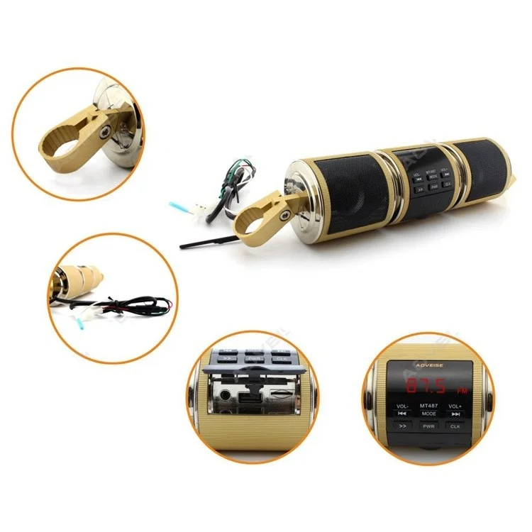 Waterproof Motorcycle Bluetooth Music Player Audio System Supports USB / TF Card / AUX In / FM Radio - Silver Color