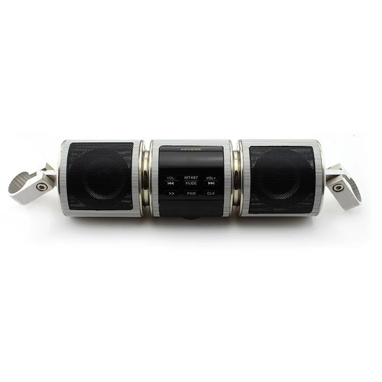 Waterproof Motorcycle Bluetooth Music Player Audio System Supports USB / TF Card / AUX In / FM Radio - Silver Color