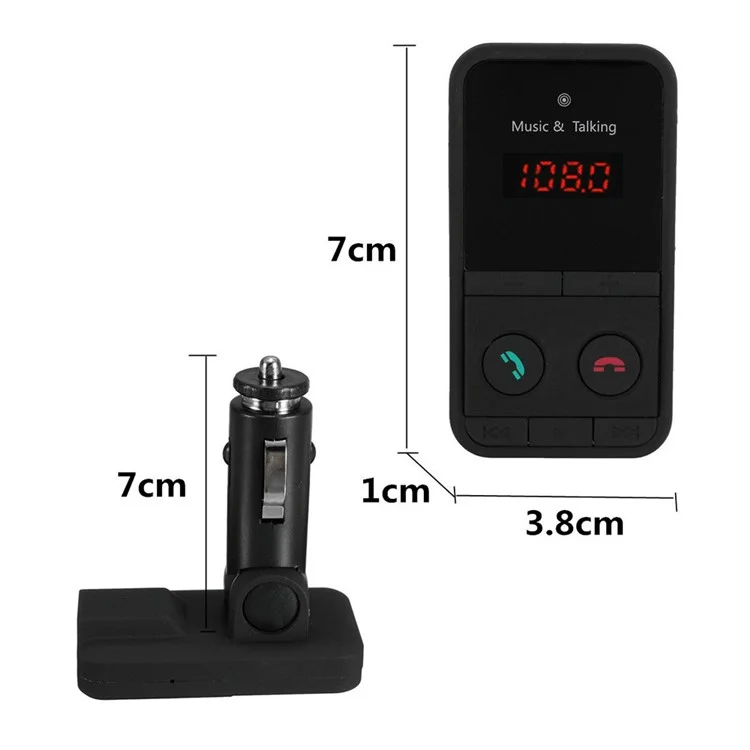 301E Bluetooth Car FM Music Transmitter with Remote Control, Supports Hands Free Talking