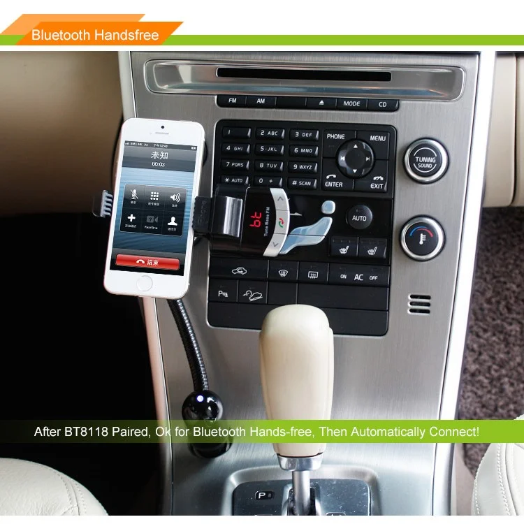 Hands Free Wireless Bluetooth FM Transmitter Car Holder USB Car Charger