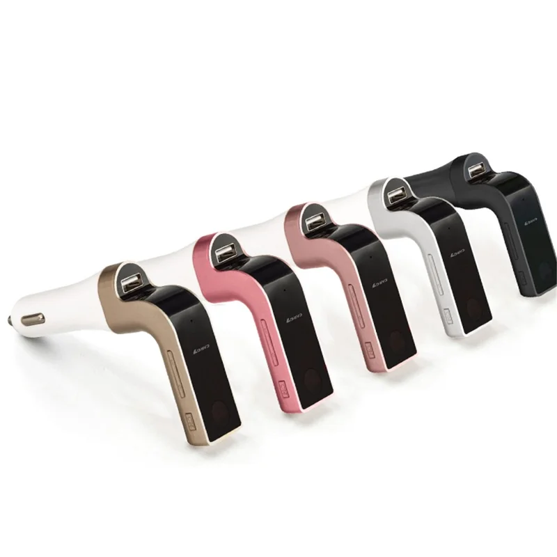 G7 USB-autolader Slimme Auto Bluetooth MP3-speler FM-zender Ophangkit - Roze goud