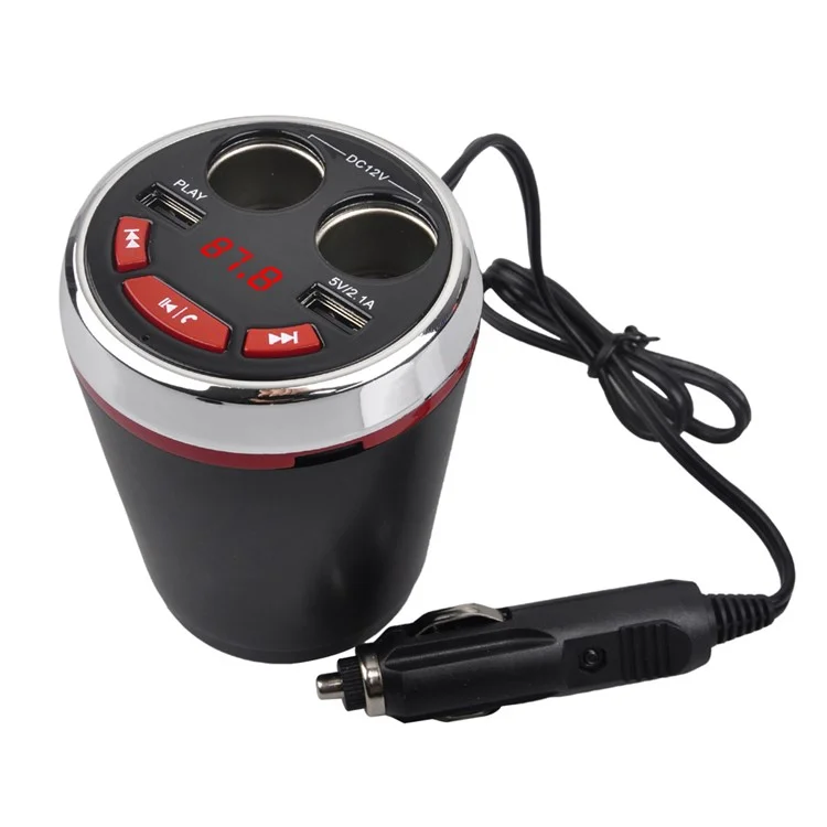 A23 Multi-functional Cigarette Lighter Bluetooth 3.0 Car FM Transmitter Dual USB Car Charger - Red