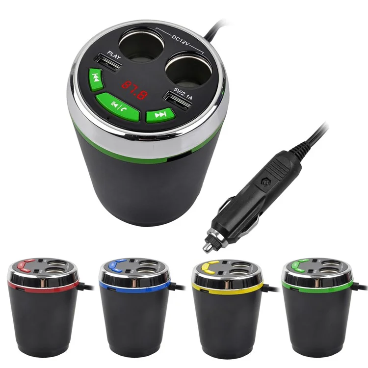 A23 Multi-functional Cigarette Lighter Bluetooth 3.0 Car FM Transmitter Dual USB Car Charger - Red