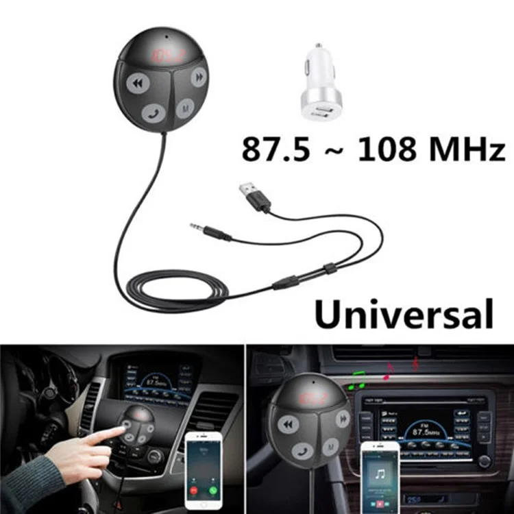 T851 12-24V Wireless Bluetooth FM Transmitter MP3 Player USB Charger Car Kit - Black