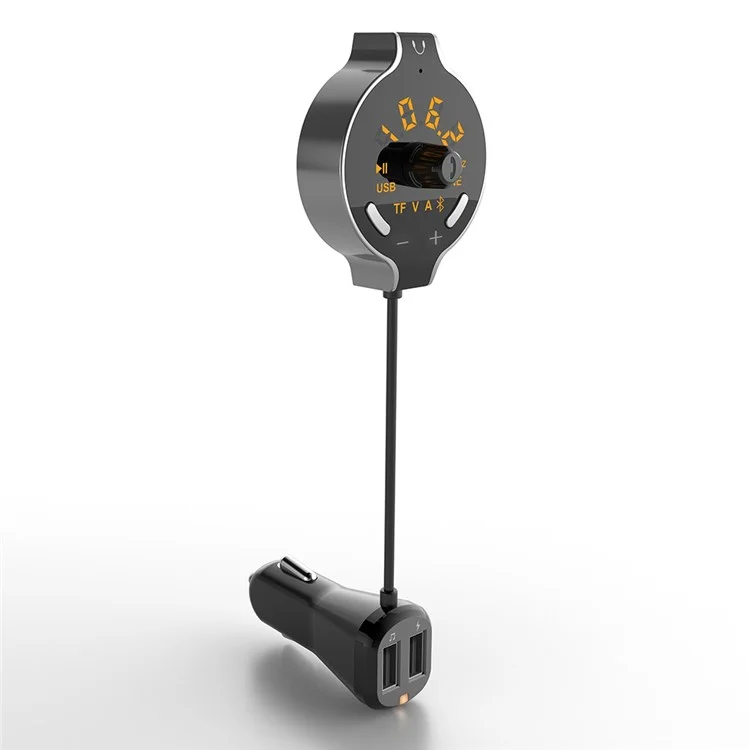 Q8s Bluetooth TM Transmitter Dual USB Car Charger Wireless Car Kit Support TF Card/Aux-in/U Disk