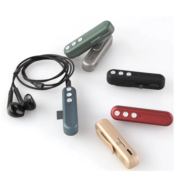 i8 Clip-on 3.5mm Bluetooth Audio Music Adapter Receiver with Mic Supports TF Card - Black