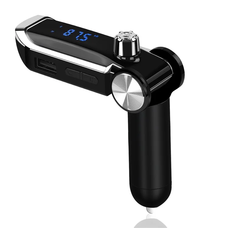 AB Foldable Car Bluetooth Kit FM Transmitter MP3 Player USB Car Charger - Black