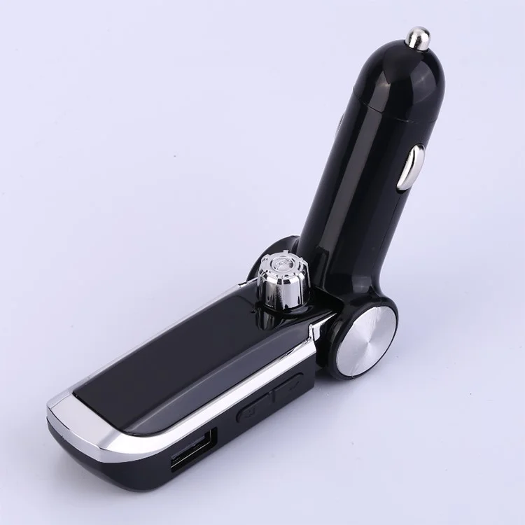 AB Foldable Car Bluetooth Kit FM Transmitter MP3 Player USB Car Charger - Black