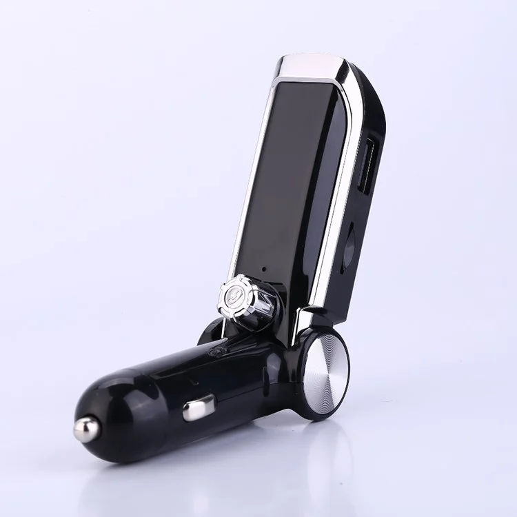 AB Foldable Car Bluetooth-compatible Kit FM Transmitter MP3 Player USB Car Charger - Black