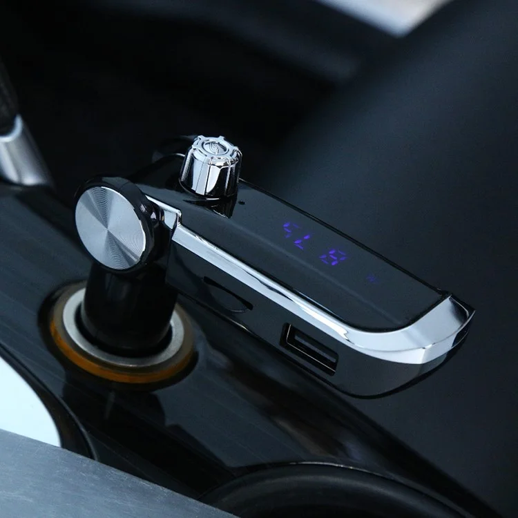 AB Foldable Car Bluetooth-compatible Kit FM Transmitter MP3 Player USB Car Charger - Black