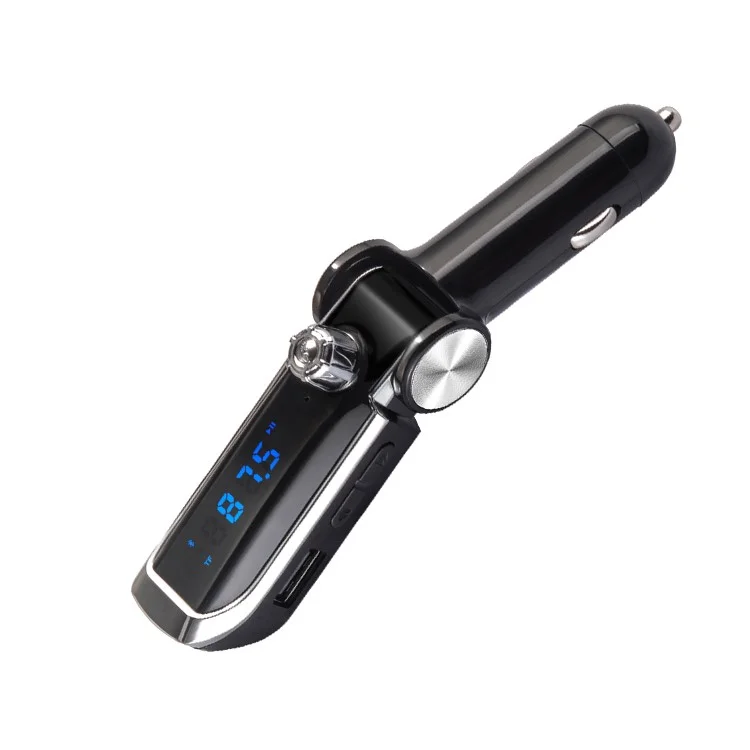 AB Foldable Car Bluetooth Kit FM Transmitter MP3 Player USB Car Charger - Black