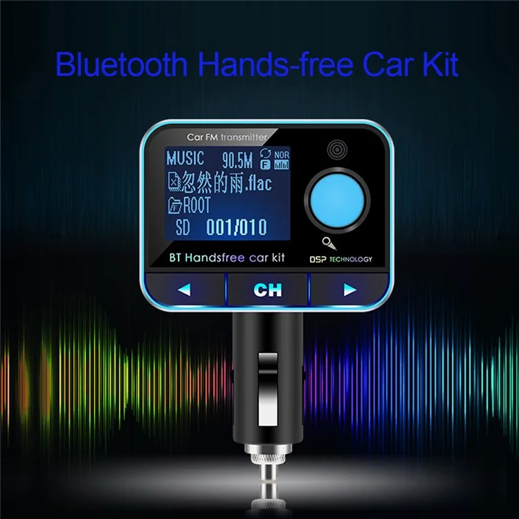 BT008 Bluetooth FM Transmitter Dual USB Car Charger Wireless Car Kit Support TF Card/Aux-in