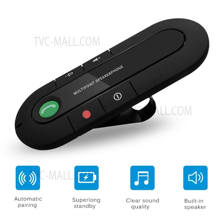 Sun Visor Clip Bluetooth Speaker Wireless Hands-free Phone MP3 Player for iPhone iPad Samsung Sony LG