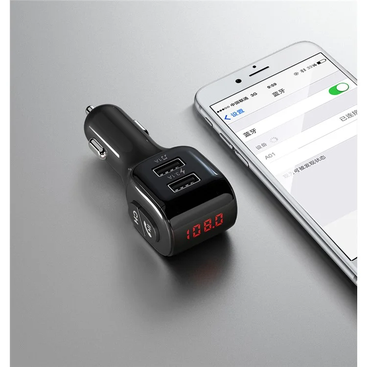 Dual USB Handsfree Car FM Transmitter Bluetooth-compatible 5.0 Wireless U Disk MP3 Player