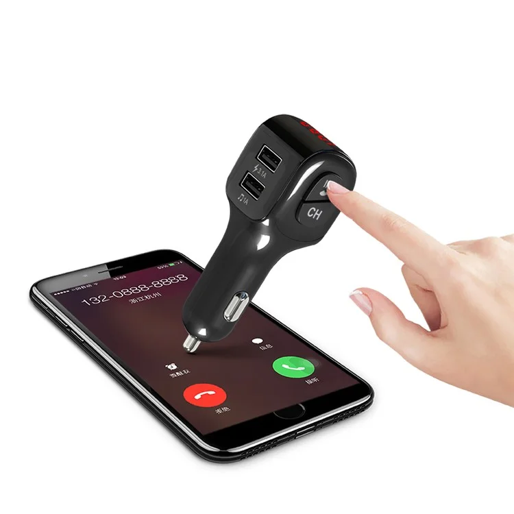 Dual USB Handsfree Car FM Transmitter Bluetooth-compatible 5.0 Wireless U Disk MP3 Player