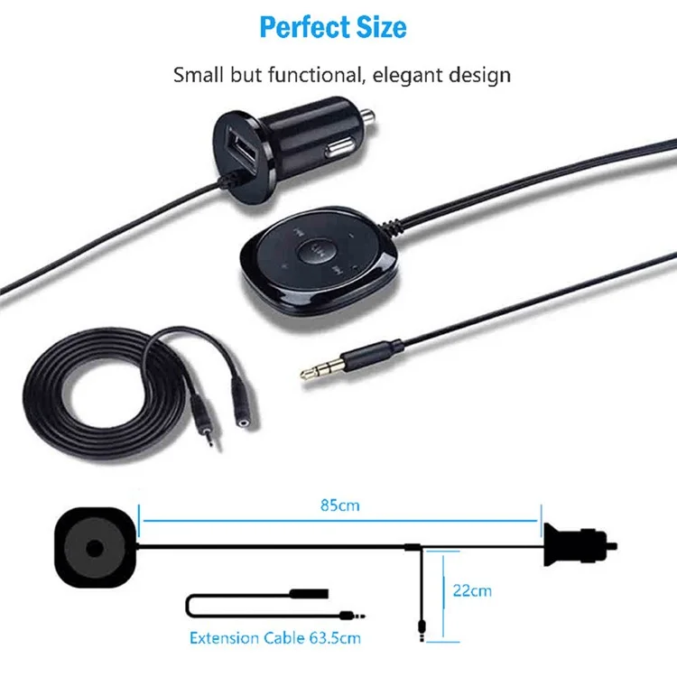 Kit de coche Bluetooth BC20 Receptor de coche Bluetooth Receptor de audio de 3,5 mm Manos libres de coche MP3