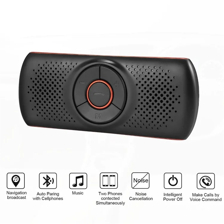 T826 Динамик Громкой Связи MP3 Музыка Bluetooth Player Беспроводной Автомобильный Комплект Bluetooth 4.2 EDR Поддержка TF Connect 2 Телефона - Черный Красный