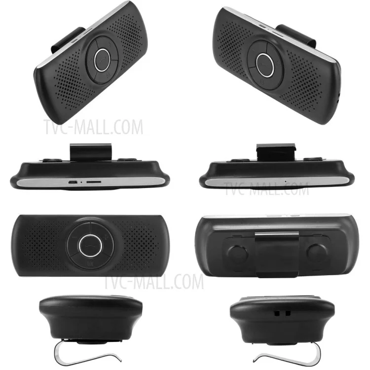 T826 Handsfree Speaker MP3 Music Bluetooth-compatible Player Wireless Car Kit Bluetooth-compatible 4.2 EDR Support TF Connect 2 Phones - Black/Silver