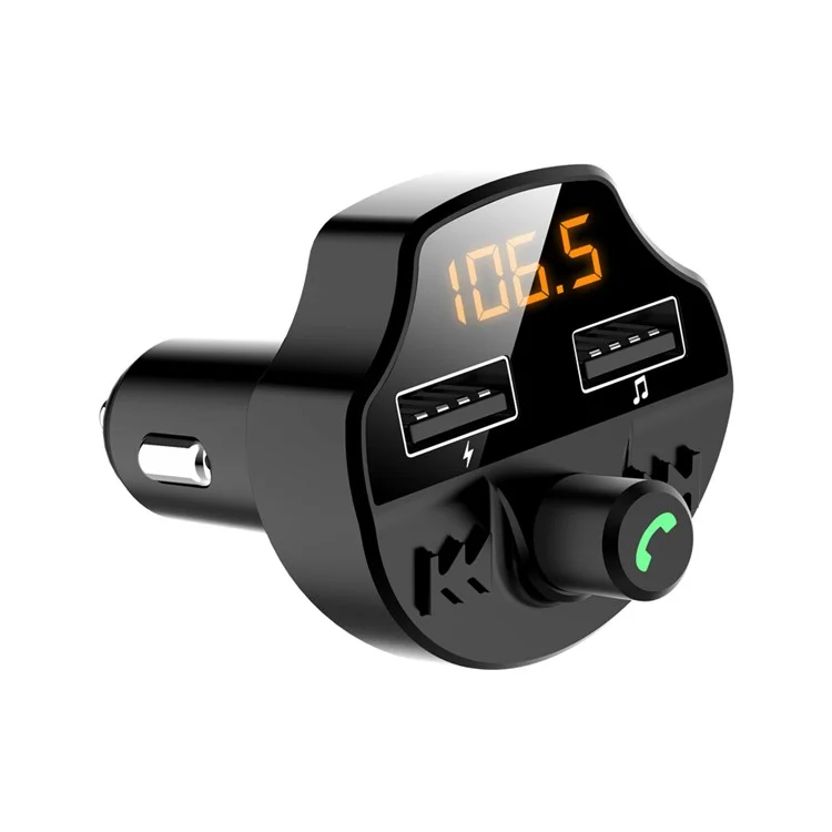 T66 Car 3.1A Quick Charge Dual USB Charger Hands-free Bluetooth-compatible 5.0 MP3 Player FM Modulator Transmitter