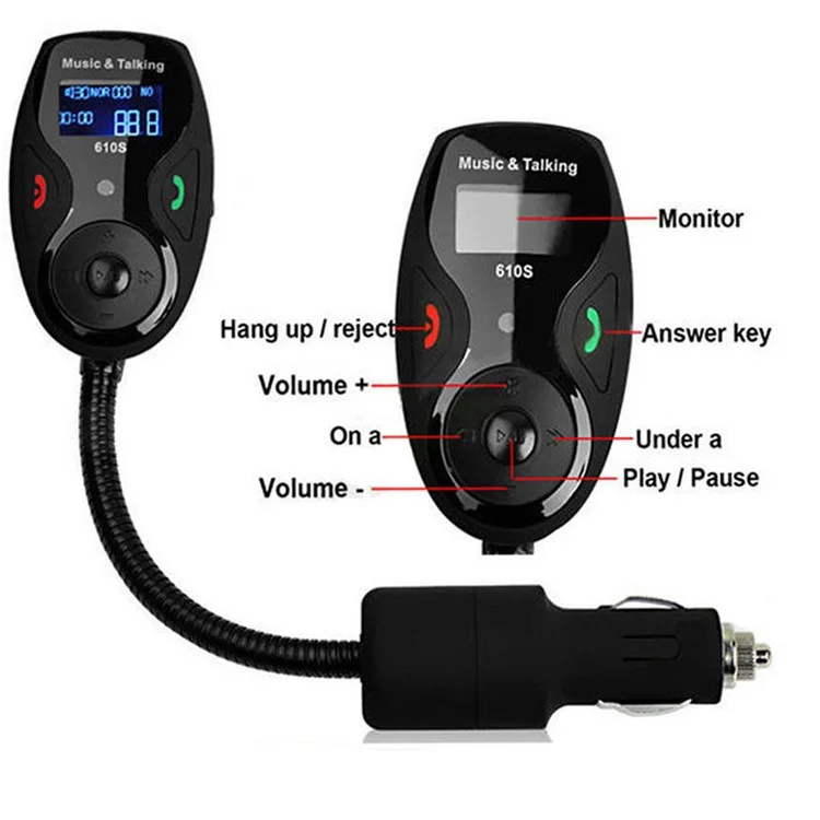 610S Bluetooth Hands-free Car Kit FM Transmitter MP3 Player