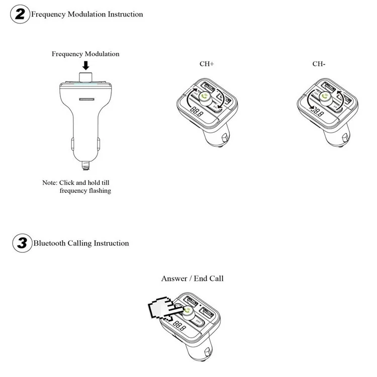 BT20 Bluetooth Car Hands-free FM Transmitter + Dual USB Car Charger MP3 Player Support TF Card - Black