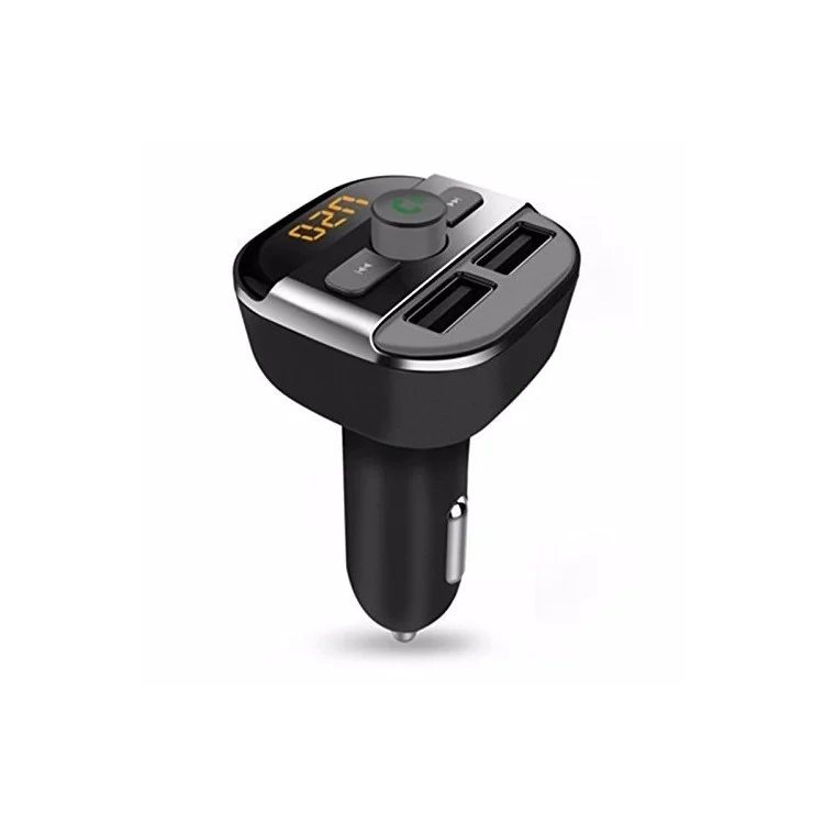 BT20 Bluetooth Car Hands-free FM Transmitter + Dual USB Car Charger MP3 Player Support TF Card - Black