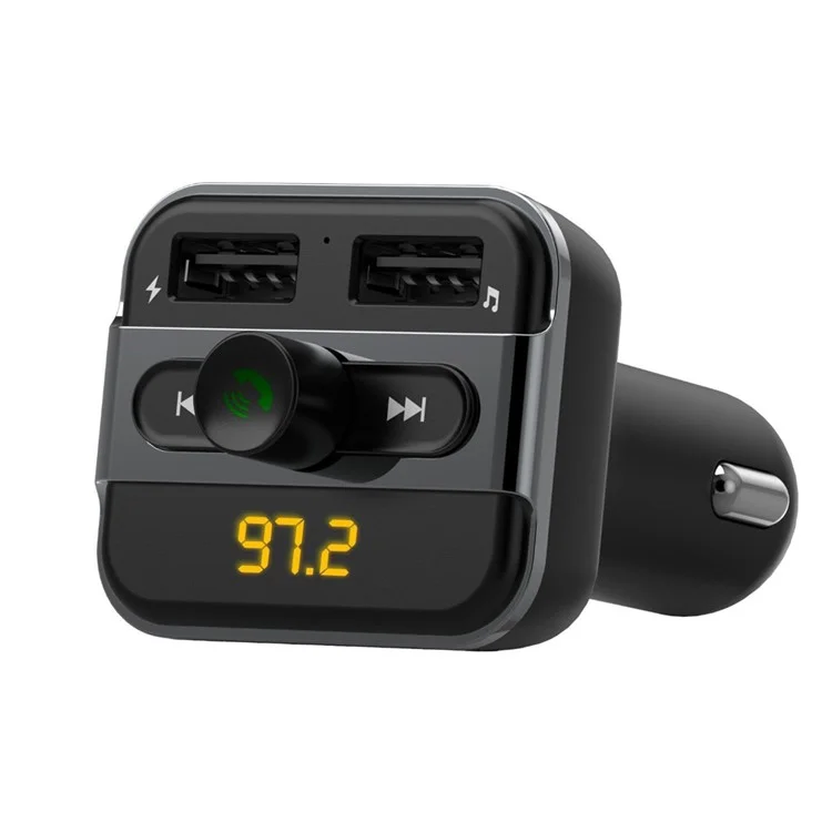 BT20 Bluetooth Car Hands-free FM Transmitter + Dual USB Car Charger MP3 Player Support TF Card - Black