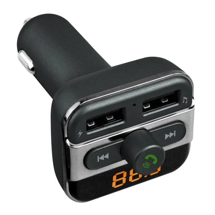 BT20 Bluetooth Car Hands-free FM Transmitter + Dual USB Car Charger MP3 Player Support TF Card - Black