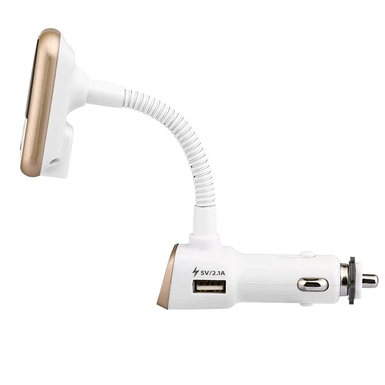 BT67 Bluetooth Handsfree Car Kit FM Transmitter MP3 Player with 2.1A USB Car Charger - Gold