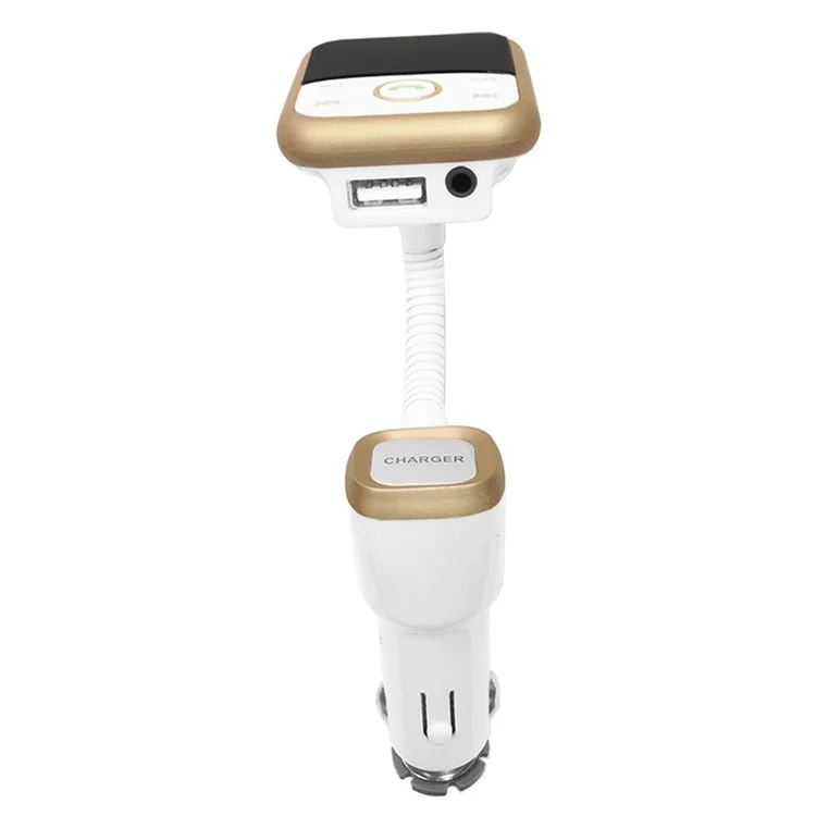 BT67 Bluetooth Handsfree Car Kit FM Transmitter MP3 Player with 2.1A USB Car Charger - Gold