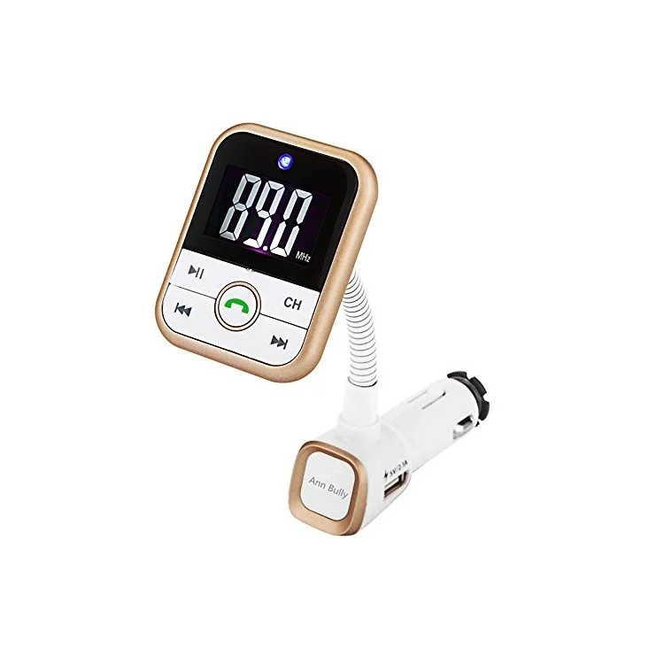 BT67 Bluetooth Handsfree Car Kit FM Transmitter MP3 Player with 2.1A USB Car Charger - Gold
