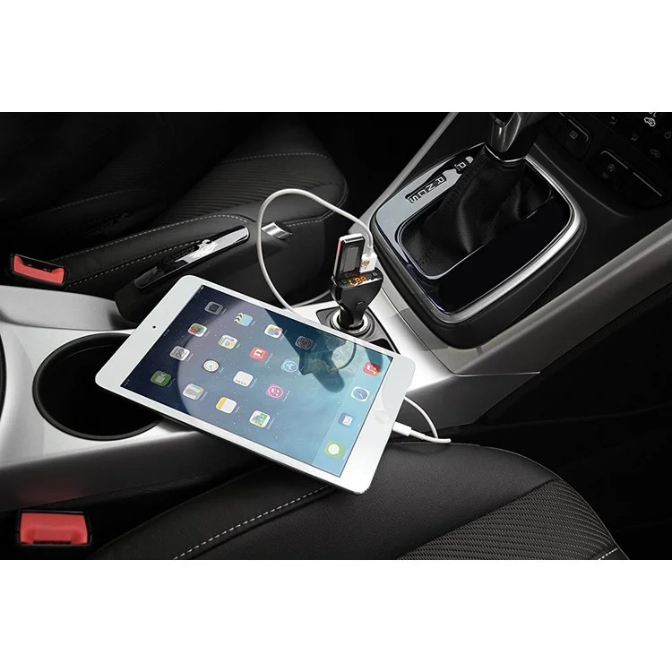 Bluetooth Hands-free Car Kit with FM Transmitter and 2.4A Dual USB Car Charger C30S - Black