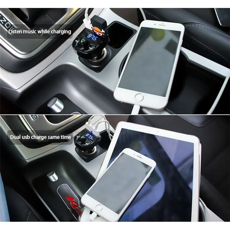 HY-82 Car Hands-free Bluetooth MP3 Music Player FM Transmitter with Dual USB Output