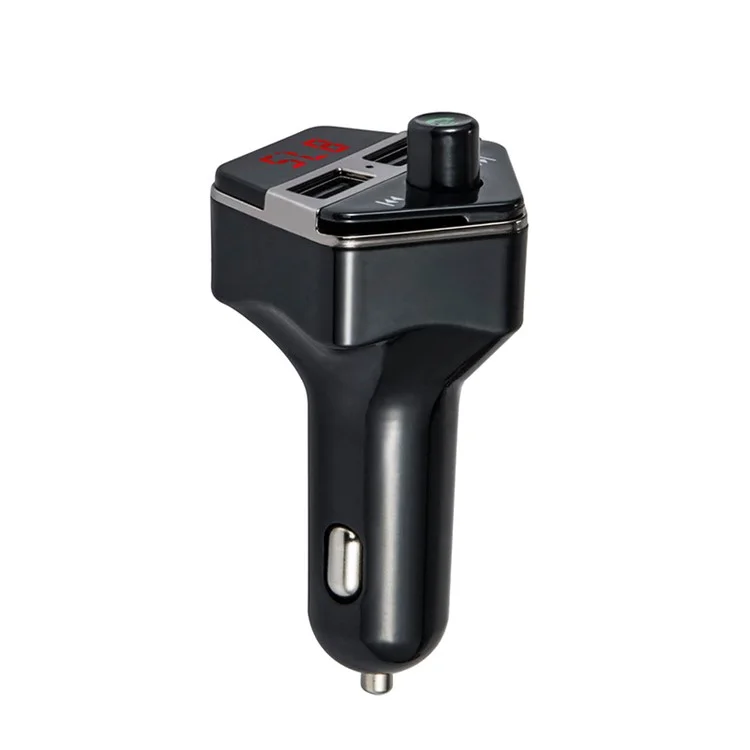 ST-06 Car FM Transmitter Bluetooth MP3 Player Dual USB Car Charger with Mic & LED Display for Samsung S8 etc. - Black