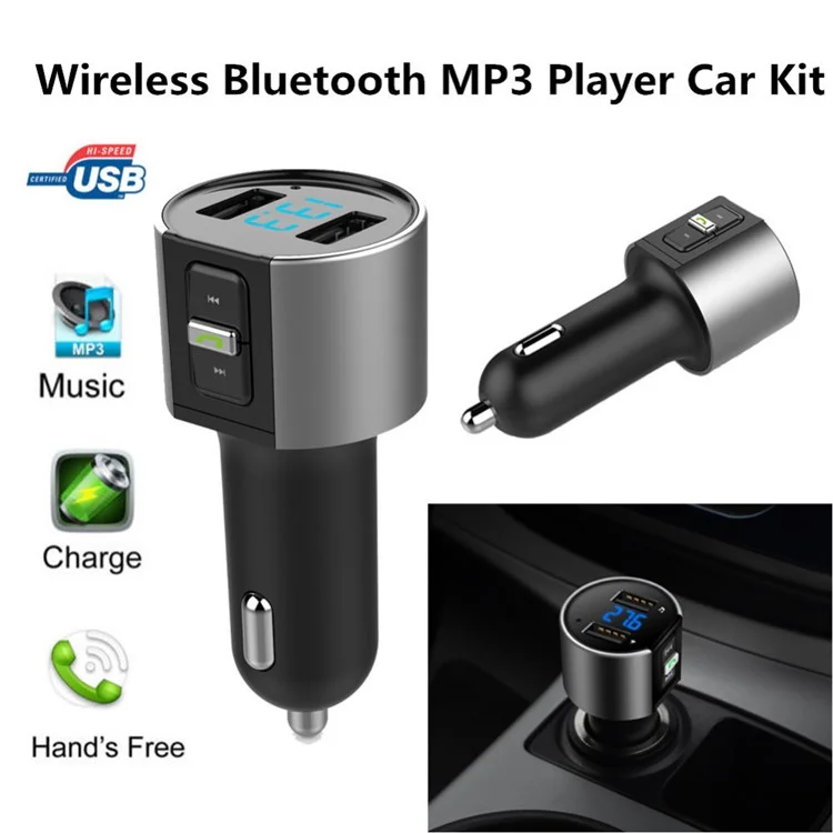 C26S Wireless Car Bluetooth Hands-free Music Player FM Transmitter with Dual USB Port 5V 3.4A